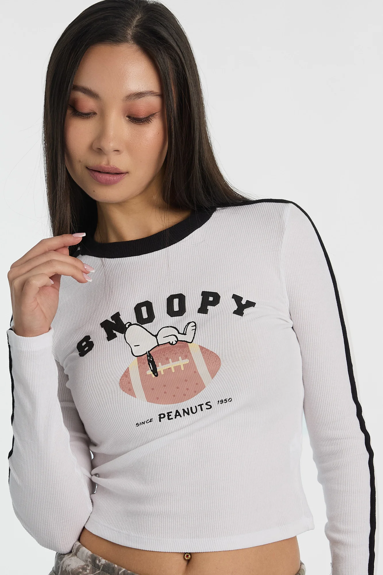 Peanuts Snoopy Football Graphic Long Sleeve Baby Tee