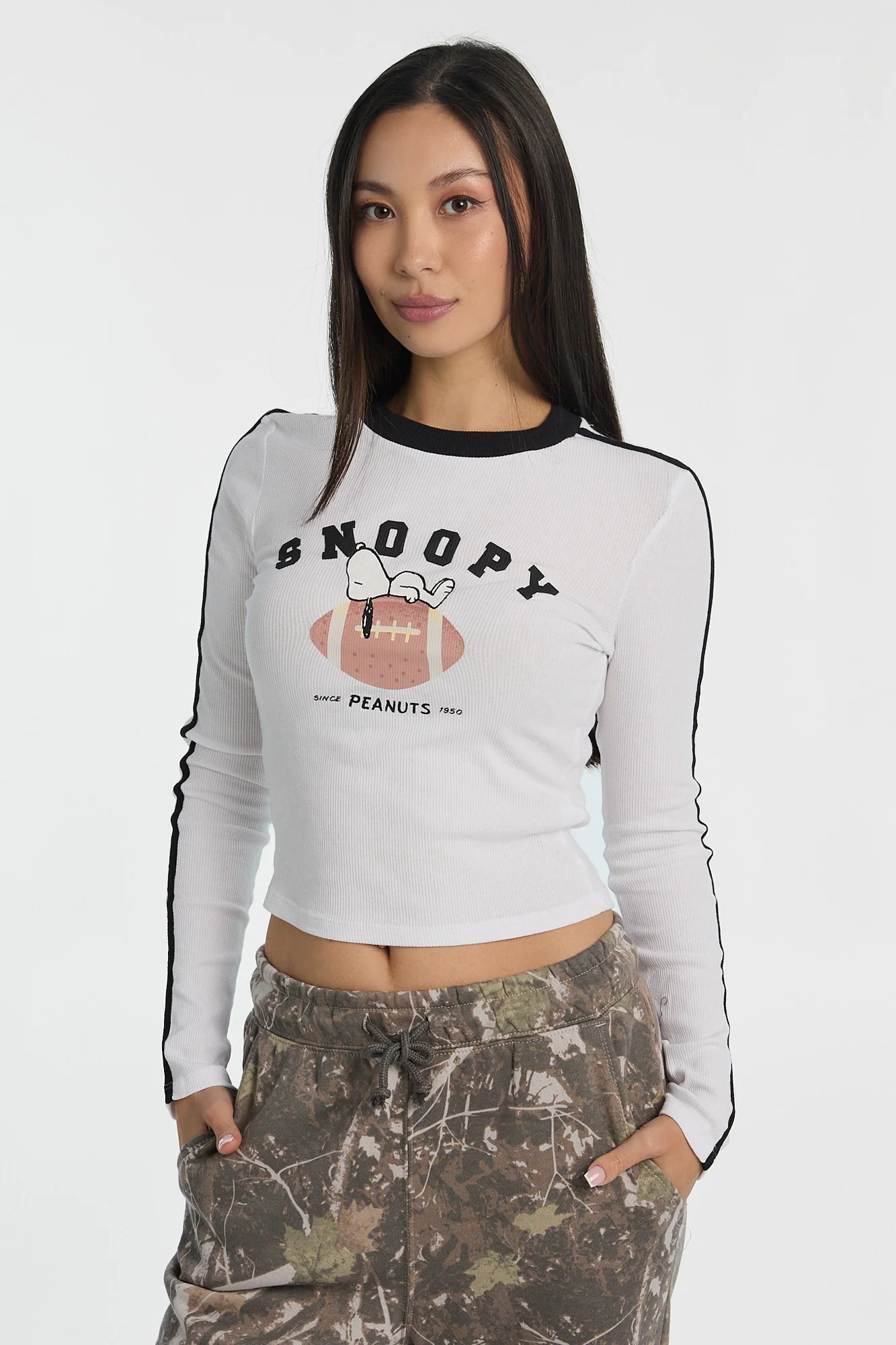 Peanuts Snoopy Football Graphic Long Sleeve Baby Tee - Image 2
