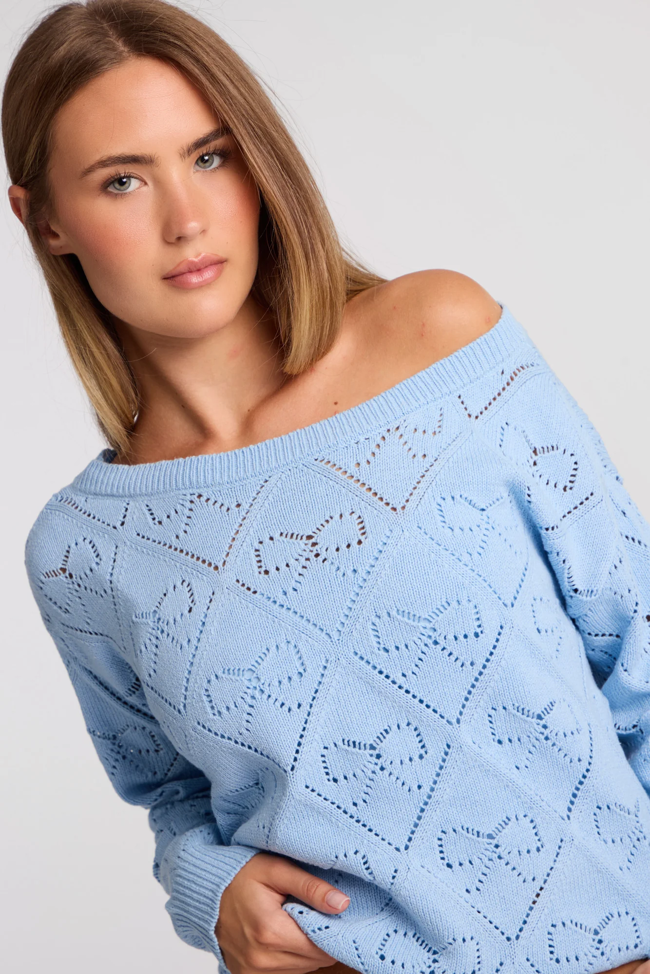 AERO Pointelle Knit Off-Shoulder Sweater - Image 16
