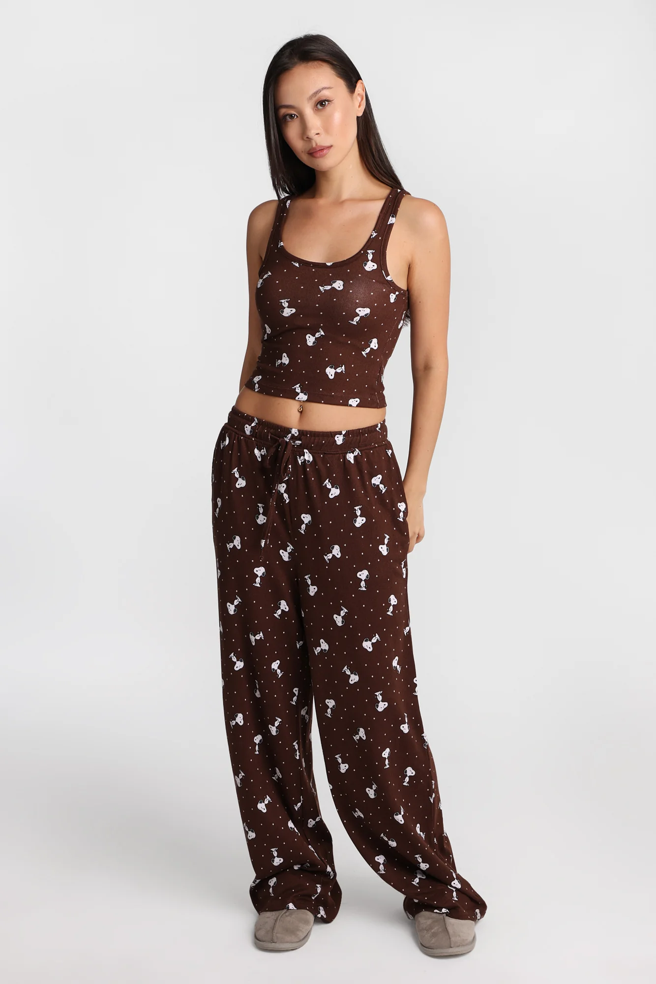 Peanuts Snoopy Star Super Soft Pajama Tank Top & Wide Leg Pants 2-Piece Set