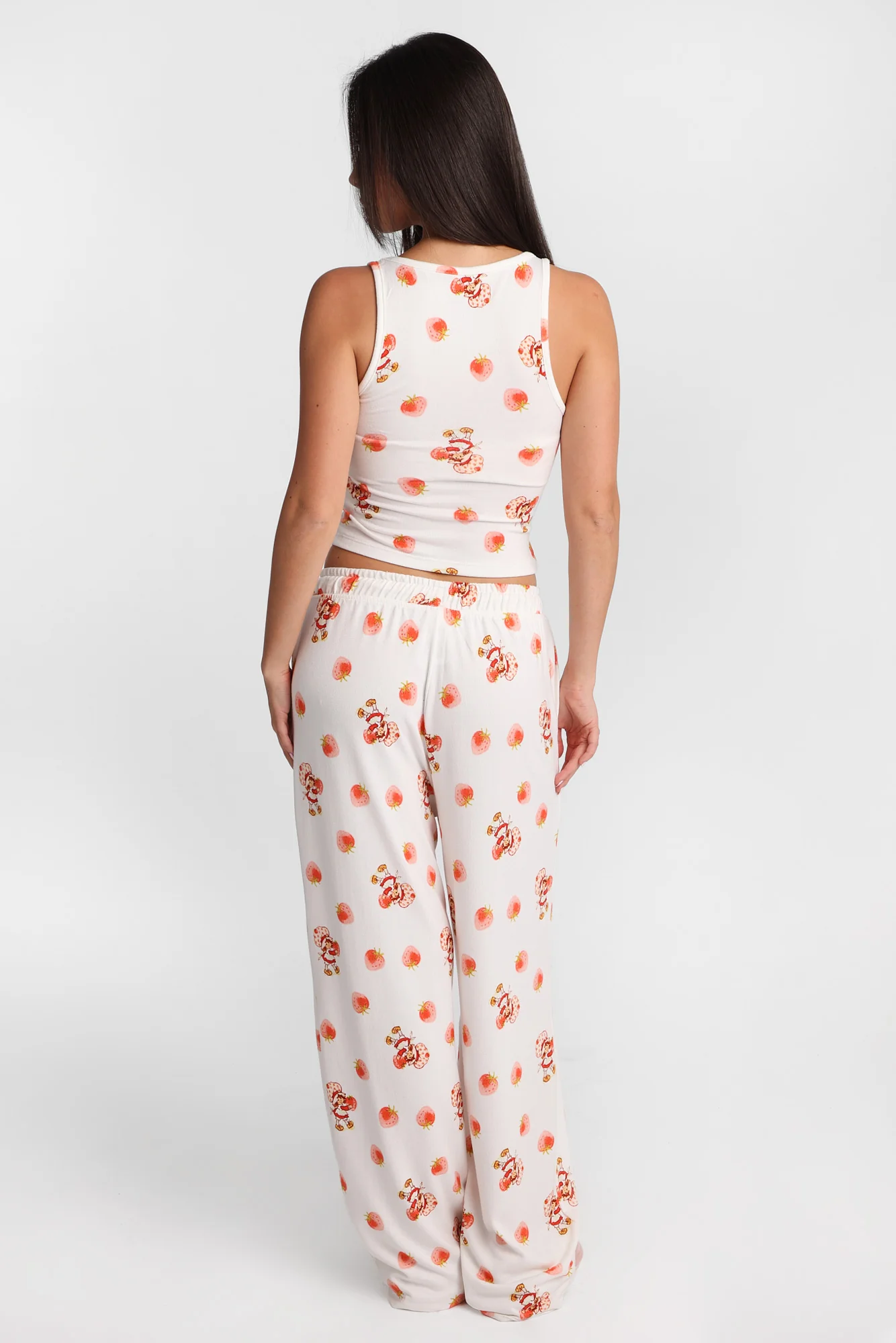 Strawberry Shortcake Super Soft Pajama Tank Top & Wide Leg Pants 2-Piece Set - Image 4