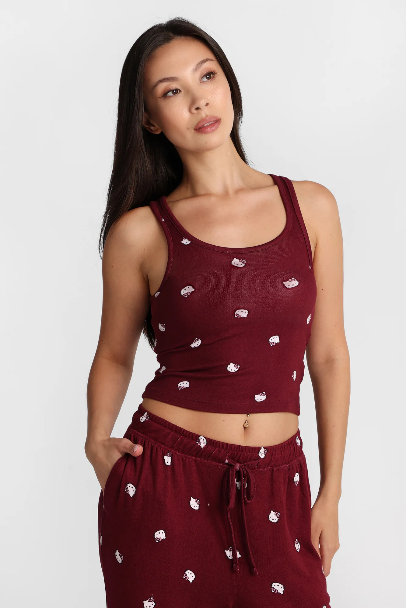 Hello Kitty Super Soft Pajama Tank Top & Wide Leg Pants 2-Piece Set - Image 4