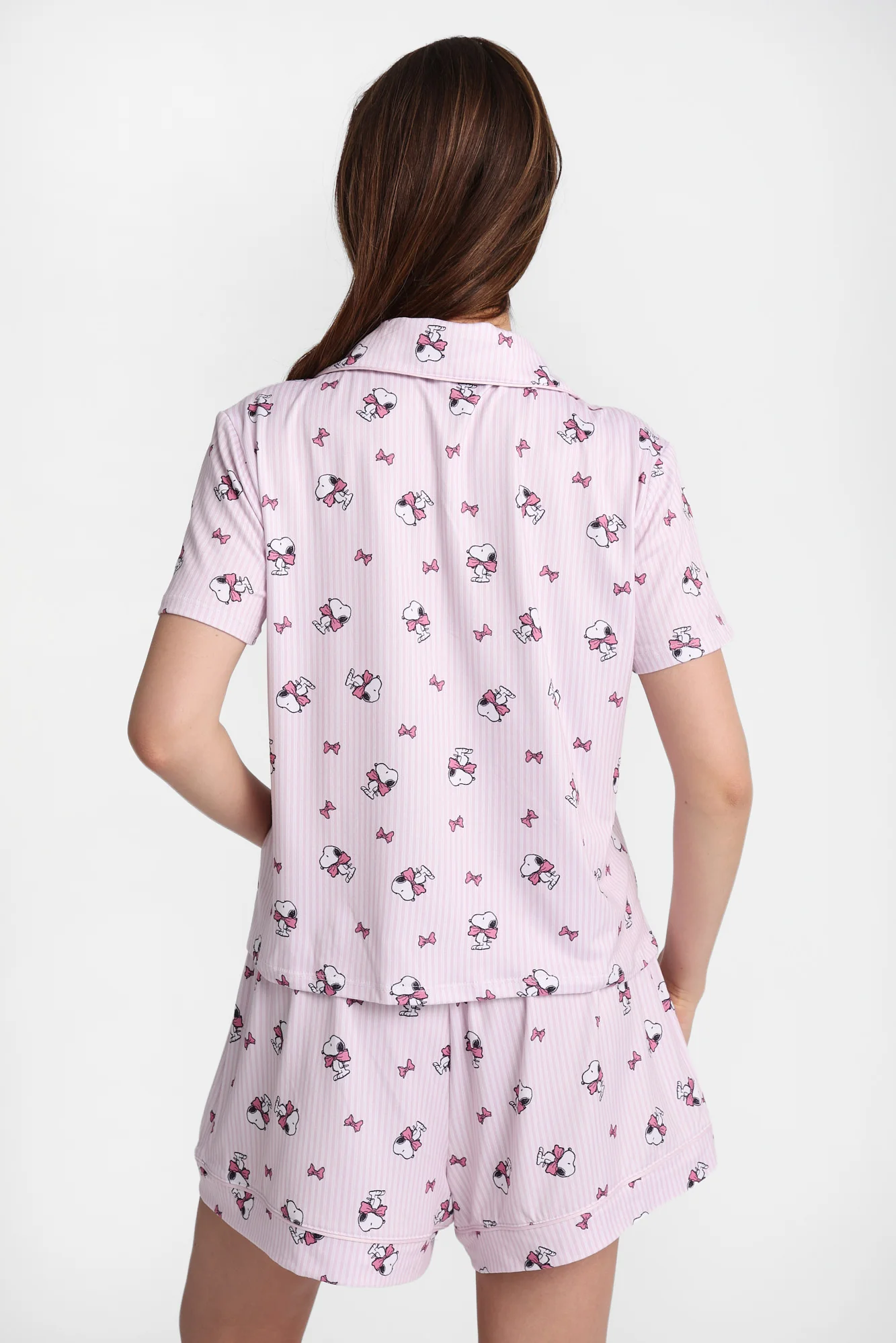 Peanuts Snoopy Bow Super Soft Pajama Dad Shirt & Shorts 2-Piece Set - Image 3