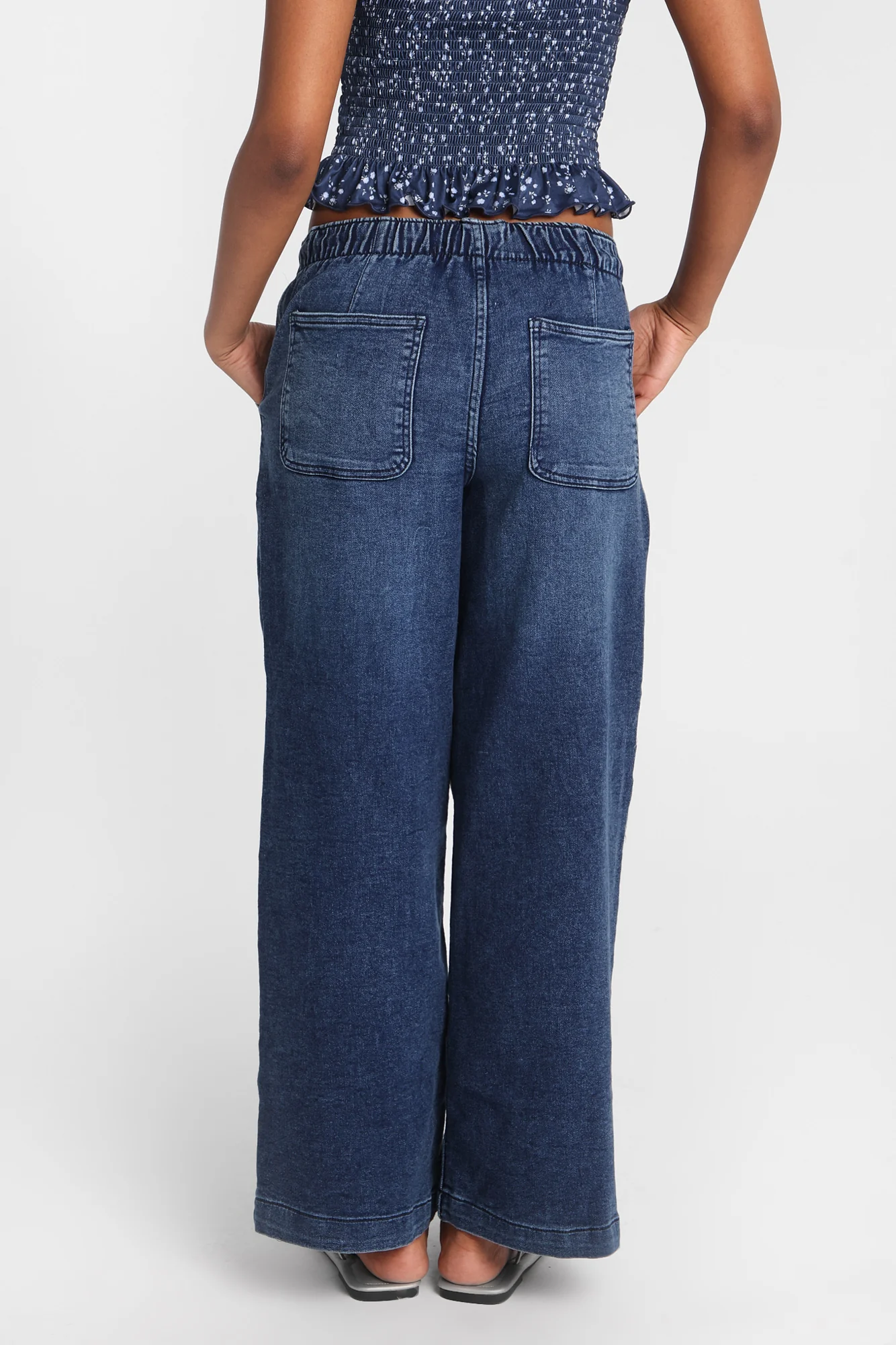 AERO Low Rise Pull-On Wide Leg Denim Pants - Image 3