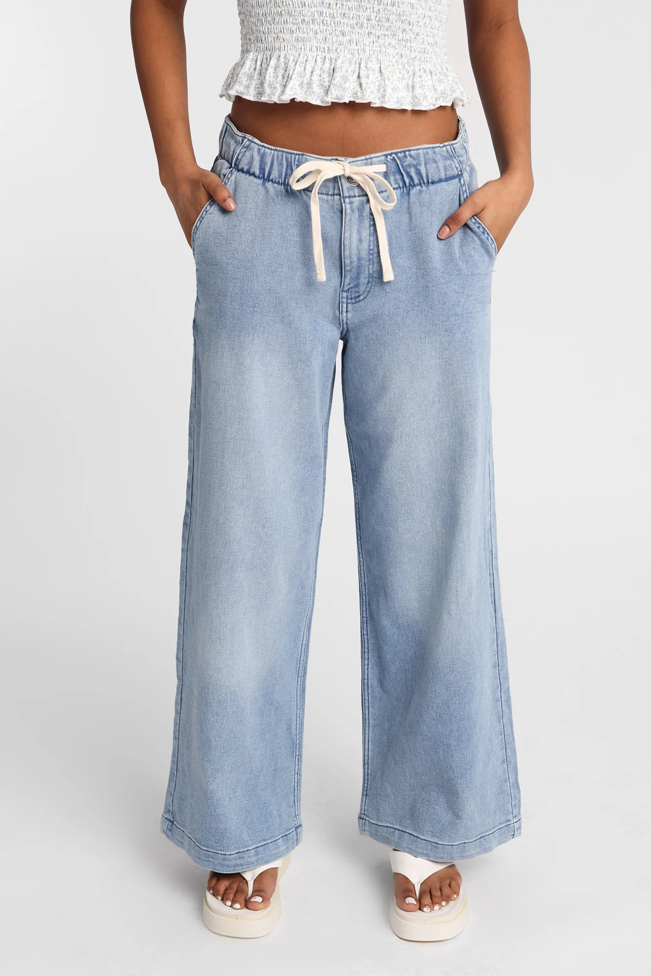 AERO Low Rise Pull-On Wide Leg Denim Pants - Image 5