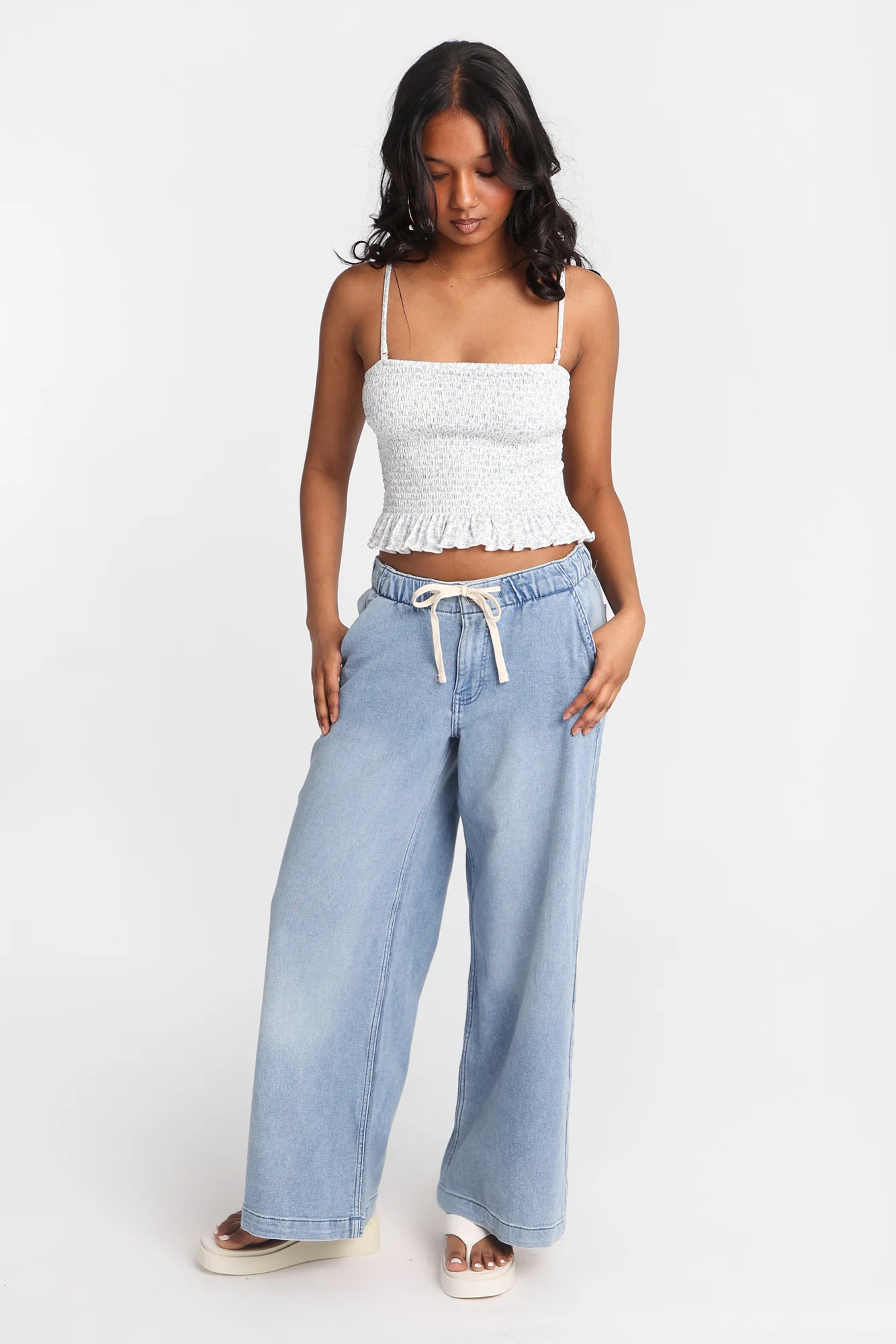 AERO Low Rise Pull-On Wide Leg Denim Pants - Image 8